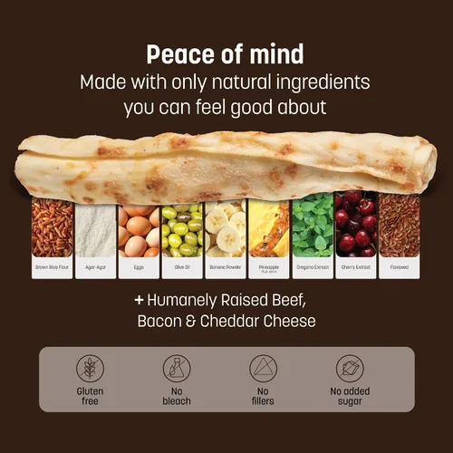 Vista 4 de Earth Animal No Hide - Masticables sin cuero para perros pequeños, sabor a tocino y queso de hamburguesa de la parrilla, libres de cuero crudo - 6