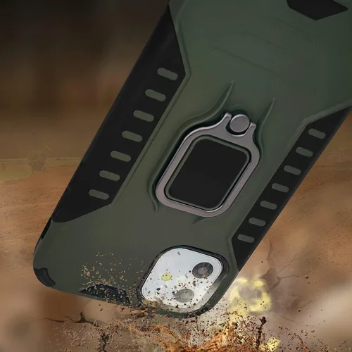 Vista 6 de MODOS LOGICOS Funda para iPhone 11, funda protectora de doble capa a prueba de golpes con soporte de anillo giratorio de metal 360 integrado, Verde