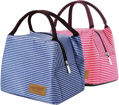 Vista 12 de Bolsa de almuerzo aislada, pequeñas bolsas enfriadoras portátiles, bolsas Bento reutilizables, bolsa de almuerzo para el trabajo, picnic al aire