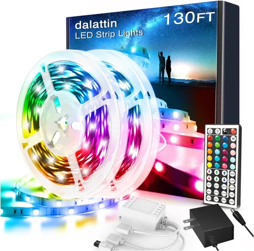 Vista 9 de Dalattin - Tira de luces LED para dormitorio de 25 pies, kit de tiras de luces LED RGB 5050 con cambio de color, control remoto de 44 teclas