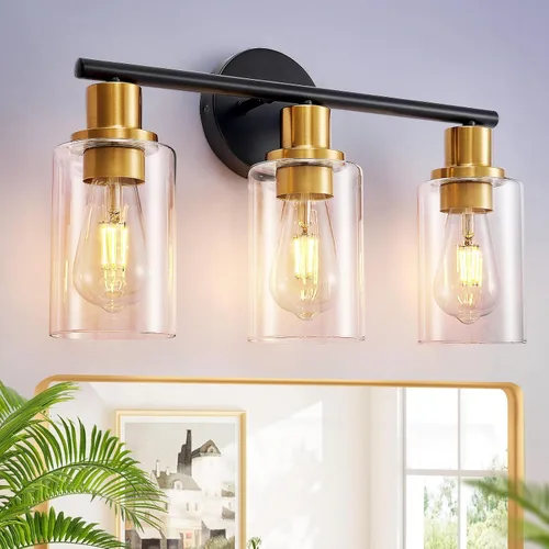 Vista 26 de [Usado] DLLT Lámparas de Baño de 3 Luces: Luces de Tocador Modernas de Níquel con Bombillas E26 - Lámpara de Pared de Baño con Pantalla de Vidrio