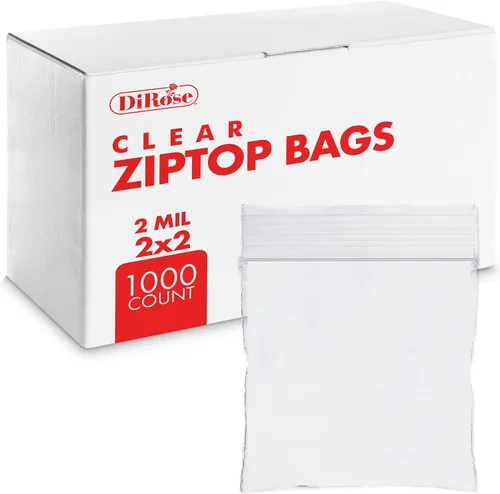 Vista 18 de DiRose Paquete de 1000 bolsas de plástico transparentes con cierre de 2 mil de 1 x 1 pulgada, cierre superior resellable para almacenamiento