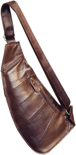 Vista 2 de Mochila estilo bandolera de piel para hombres y mujeres bandolera de hombro al pecho mochila de uso diario para viajes al aire libre campamento