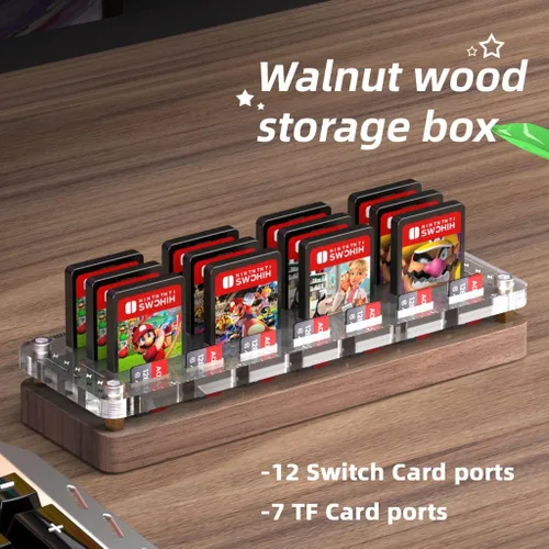 Vista 4 de FEIFANZHE Switch Game Storage - Funda de madera para tarjetas de juegos de Nintendo Switch, soporte para tarjetas de juego, caja de almacenamiento