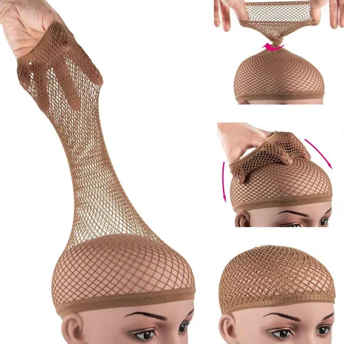 Vista 10 de Dreamlover Gorra de malla para cabello largo, gorra de red para peluca, color negro, 3 piezas