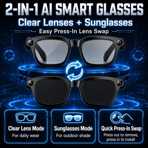 Vista 9 de Gafas inteligentes Ai con cámara y audio Bluetooth, grabación