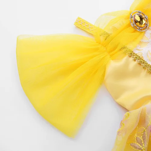 Vista 5 de JerrisApparel Disfraz de princesa de hombros descubiertos para niñas, vestido de fiesta de carnaval, cosplay con accesorios
