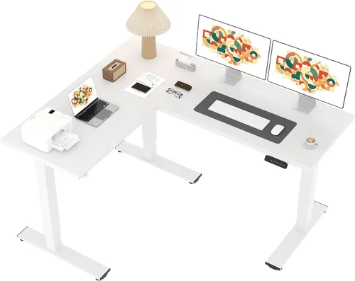Vista 15 de SANODESK - Escritorio de pie en forma de L, altura ajustable, escritorio de esquina eléctrico, mesa de computadora ajustable de 63 x 48 pulgadas