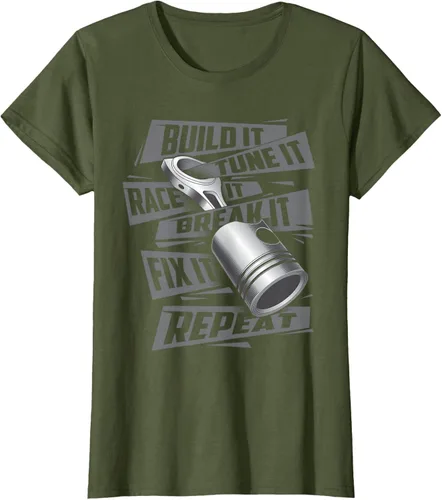 Vista 74 de Build It Tune It Race It Break It - Camiseta para entusiastas de los coches de carreras, talla S Negro