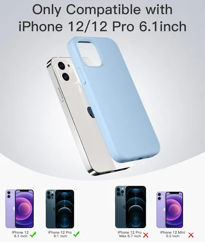 Vista 6 de funda para iPhone 12 y iPhone 12 Pro de 6.1 pulgadas, de silicona líquida con protección de cuerpo completo, con forro de tela de microfibra suave