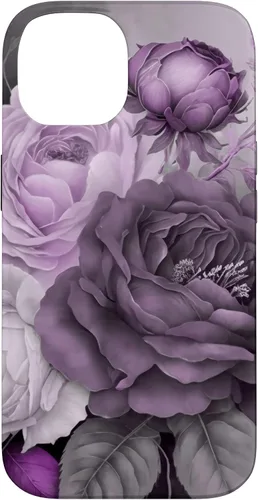 Vista 4 de Purple Watercolor Rose Flower Bouquet on Gray Case for iPhone 17