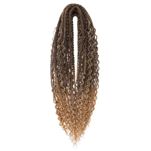 Vista 57 de Leeven Extensiones de Rastas Sintéticas de Doble Punta de 24 Pulgadas 30 Hebras Rastas Boho 613 Rubio 3 Estilos Mixtas Onduladas Rizadas DE Rastas