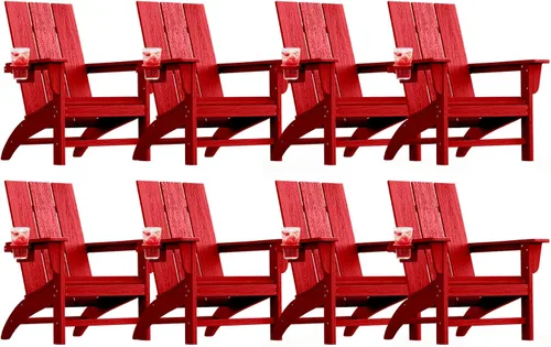 Vista 19 de Silla Adirondack moderna, sillas de patio de plástico HDPE para todo tipo de clima, silla para hoguera, sillas de césped al aire libre para terraza