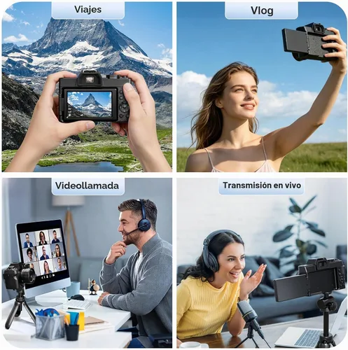 Vista 8 de G-Anica Kit de cámaras digitales 8K para fotografía con doble lente Negro