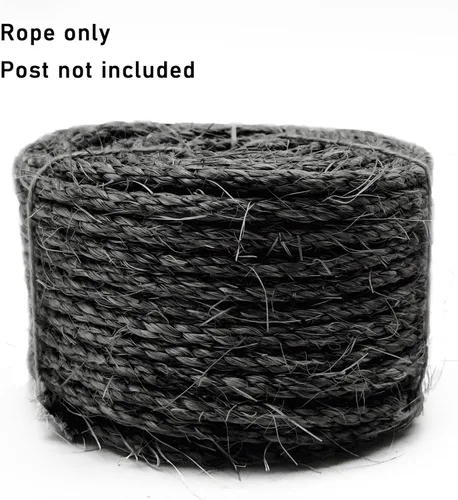 Vista 6 de Cuerda de sisal natural para rascador de gatos, cuerda de sisal de 1/4 de pulgada y 32 pies para reemplazo de poste de rascador de gatos, reemplazo