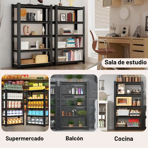 Vista 8 de WORKPRO Estantería negra de 5 niveles con tabla, 24.1 pulgadas de ancho x Negro