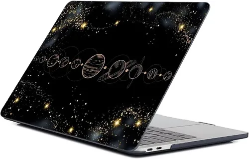 Vista 5 de Funda para MacBook Pro de 13 Pulgadas, Patrón de Planetas Negros Alineados, Estuche Duro de Plástico para MacBook Pro Retina 13 A1425/A1502
