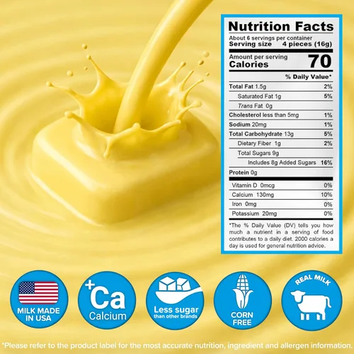 Vista 2 de Milkita Caramelo cremoso de leche de plátano – Dulces saludables bajos en azúcar con leche real para niños y adultos – Caramelos sin grasa y sin
