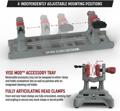 Vista 4 de Tipton El mejor tornillo de banco de pistola Gen 2 con 4 posiciones de montaje, abrazaderas ajustables para pistola, almacenamiento de accesorios