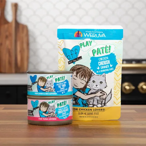 Vista 10 de Weruva B.F.F. PLAY - Best Feline Friend Paté Lovers, Aw Yeah!, Beef & Atún Ta Da! con carne de res y atún, bolsa de 3 onzas (paquete de 12)