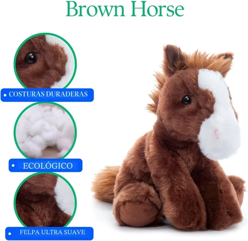 Vista 7 de The Petting Zoo - Peluche de caballo flácido, juguete de peluche para niños, animales salvajes Wild Onez, juguete de peluche de caballo 8 pulgadas