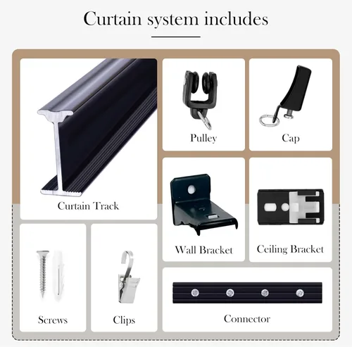 Vista 5 de Rieles flexibles para cortinas de techo, riel de techo para cortinas, cortinas de aluminio, riel de cortina de montaje en pared, barra de cortina