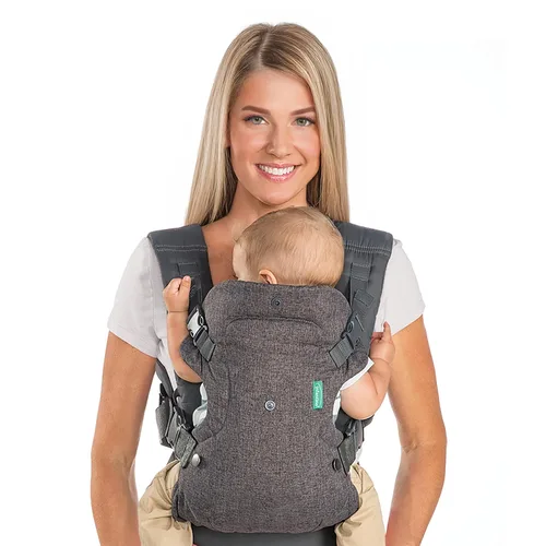 Vista 8 de Infantino Flip Luxe - Portabebés convertible 4 en 1, portabebés ergonómico para bebés a niños pequeños, soporte lumbar actualizado, tela de espiga