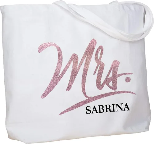 Vista 7 de ELEGANTPARK Future The Mrs. EST. 2022 - Bolso de hombro personalizado para boda, despedida de soltera, regalo de despedida de soltera, color blanco