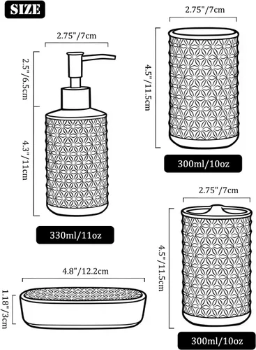 Vista 2 de Juego de accesorios de baño de cerámica, paquete de 4 conjuntos de baño para baño, incluye 1 dispensador de loción, 1 soporte para cepillo