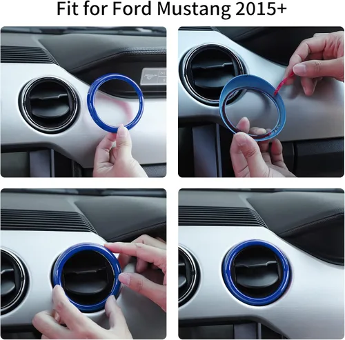 Vista 6 de RT-TCZ Anillo de cubierta de ventilación de salida de aire acondicionado para consola central, accesorios interiores para Ford Mustang 2015-2022, 3