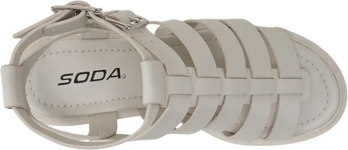 Vista 5 de Soda "Rebirth" Sandalias de tacón bajo con hebilla de velcro para mujer, con puntera abierta, con múltiples correas