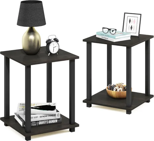 Vista 15 de Furinno Mesa auxiliar con marco de metal simplista, 1 paquete, pino ámbar