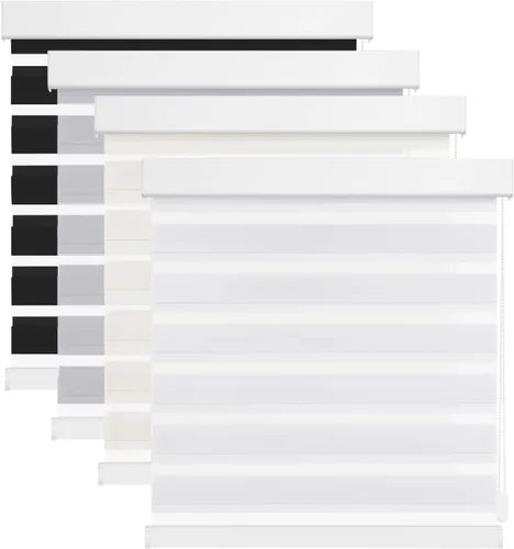 Vista 19 de Changshade - Persianas de cebra motorizadas para ventanas con filtro de luz para ventanas interiores, control de motor con cuerda de tracción