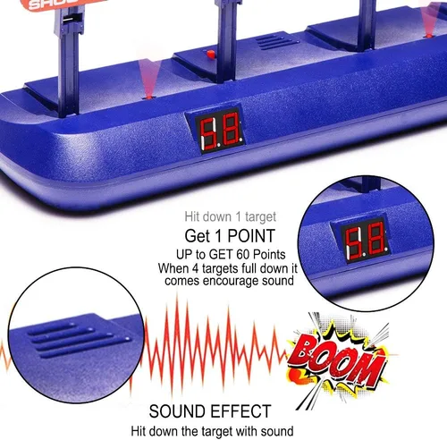 Vista 3 de Blancos para pistolas Nerf, puntuación automática electrónica con reinicio digital, blanco de tiro para práctica con Nerf, juguete de regalo ideal