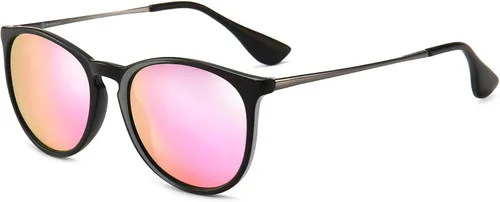 Vista 17 de SUNGAIT Gafas de sol redondas vintage prémium para mujeres y hombres Gradiente ámbar/marrón