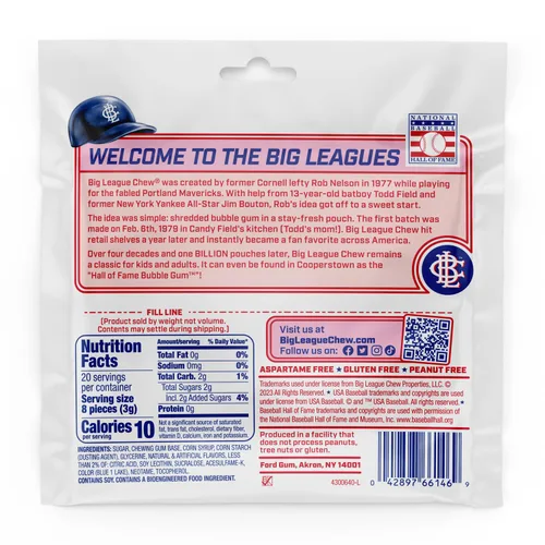 Vista 2 de Big League Chew Big Rally Blue - Goma de mascar de frambuesa azul intenso Perfecto para juegos de béisbol, equipos, concesiones, fiestas y más