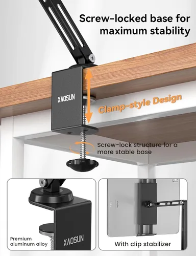 Vista 4 de XAOSUN Soporte para tablet ajustable, soporte magnético de aluminio para iPad, soporte plegable para tableta, rotación de 360°, compatible con iPad
