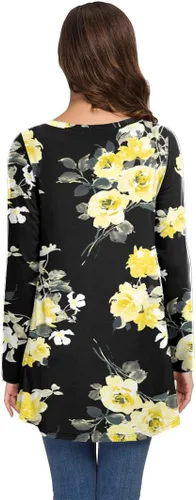 Vista 28 de AWULIFFAN Blusa tipo túnica holgada de manga larga con cuello redondo para mujer
