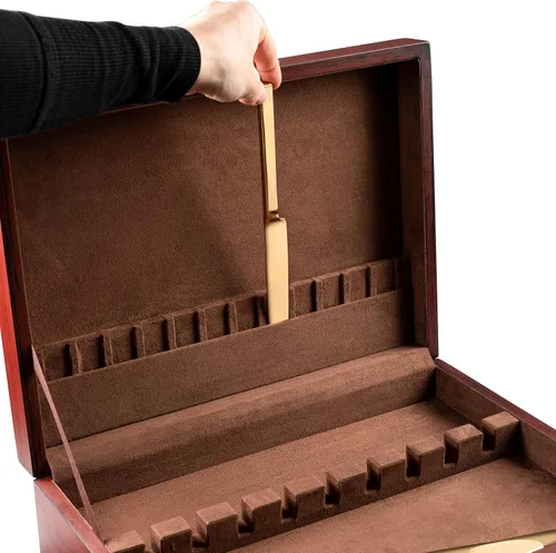 Vista 4 de Royalty Art Caja de almacenamiento de cubiertos sin deslustre con cajón, organizador de cubiertos y utensilios de cocina de 15 x 11 pulgadas