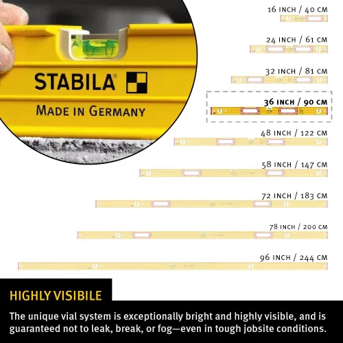 Vista 11 de STABILA Nivel de alto rendimiento tipo 196, 48 pulgadas, número de catálogo