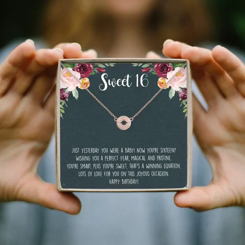 Vista 5 de Dear Ava Collar Infinity Sweet Sixteen Colgante de joyería moderna con tarjeta de corazón para mujeres y niñas Regalo perfecto de cumpleaños 16