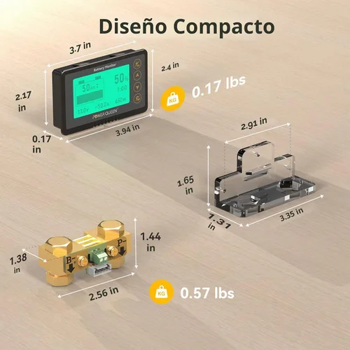 Vista 7 de Power Queen - Monitor de batería de 500 A con derivación para litio