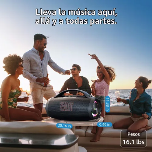 Vista 3 de ZEALOT Altavoz Bluetooth fuerte con subwoofer, altavoz portátil de 160 W RMS, bocina Bluetooth, IPX6 a prueba de agua, sonido estéreo de alta