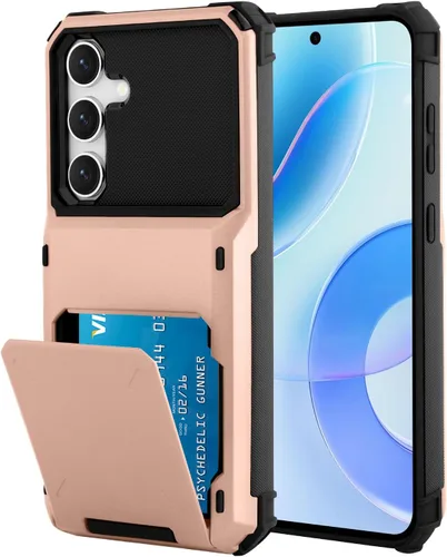 Vista 16 de Funda tipo cartera para Samsung Galaxy S22 con ranura para 2 tarjetas de crédito Funda a prueba de golpes Hybrid Heavy Duty Protection Armor Funda