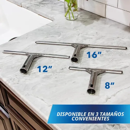 Vista 9 de Unger Escobilla profesional de limpieza de ventanas y vidrio de acero inoxidable de 8 pulgadas, suministros de limpieza, escobilla resistente