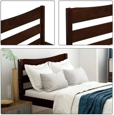 Vista 5 de anwickjeff Base de cama individual de madera moderna con cabecero, marco de cama de plataforma tamaño individual, camas individuales, cama