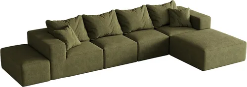 Vista 3 de Juego de sofá modular modular en forma de L de 132 pulgadas, sofá de nube sin hueso, sofá seccional convertible con almohadas, juegos de muebles