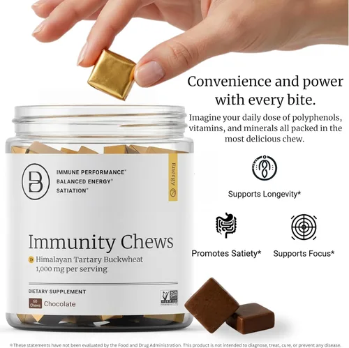 Vista 6 de BIG BOLD HEALTH HTB Immunity Chews - Suplemento orgánico de trigo sarraceno tartario del Himalaya para apoyar la energía natural y la función