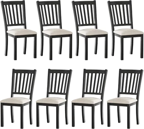 Vista 9 de AMERLIFE Mesa de comedor de granja de 79 pulgadas para 6 a 8, mesa de comedor rectangular grande de madera maciza con patas cónicas romanas, mesa