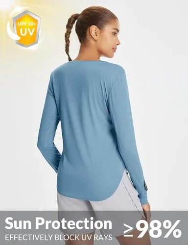 Vista 31 de BALEAF - Camisetas de sol de manga larga para mujer, con FPU 50+, para senderismo, ligeras, de secado rápido, protección contra rayos ultravioleta
